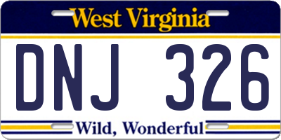 WV license plate DNJ326