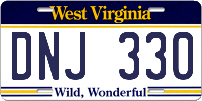 WV license plate DNJ330