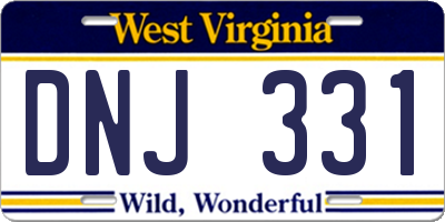 WV license plate DNJ331