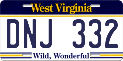WV license plate DNJ332