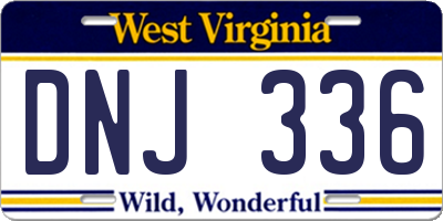 WV license plate DNJ336