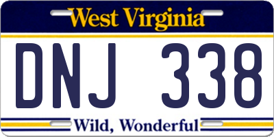 WV license plate DNJ338