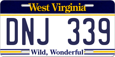 WV license plate DNJ339
