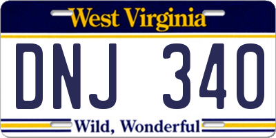 WV license plate DNJ340