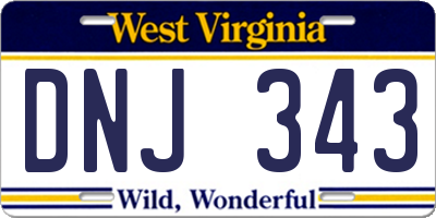 WV license plate DNJ343
