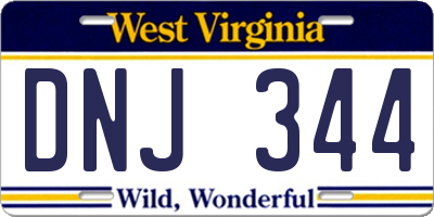 WV license plate DNJ344