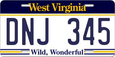 WV license plate DNJ345
