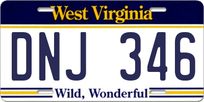 WV license plate DNJ346