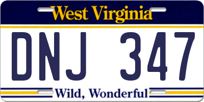 WV license plate DNJ347