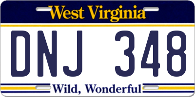 WV license plate DNJ348