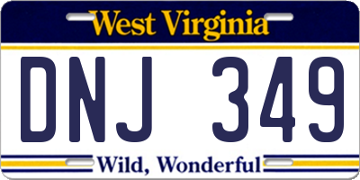 WV license plate DNJ349