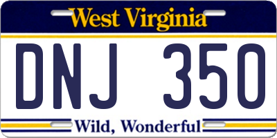 WV license plate DNJ350