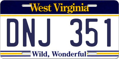 WV license plate DNJ351