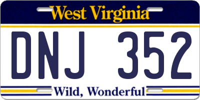 WV license plate DNJ352