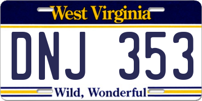 WV license plate DNJ353