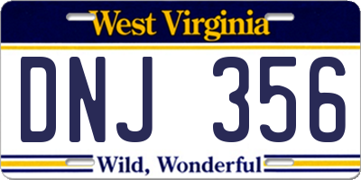 WV license plate DNJ356