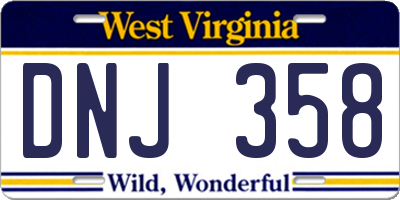 WV license plate DNJ358