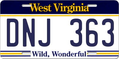 WV license plate DNJ363