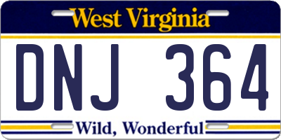 WV license plate DNJ364