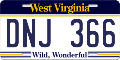 WV license plate DNJ366