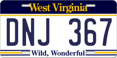 WV license plate DNJ367