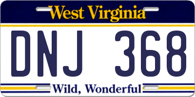 WV license plate DNJ368