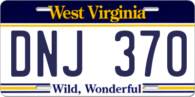 WV license plate DNJ370