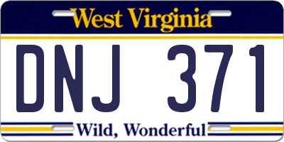 WV license plate DNJ371