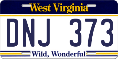 WV license plate DNJ373