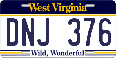 WV license plate DNJ376