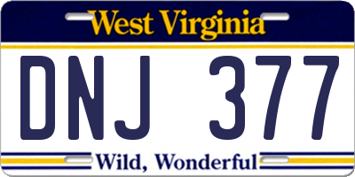 WV license plate DNJ377