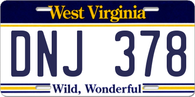 WV license plate DNJ378