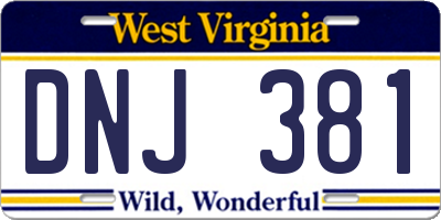 WV license plate DNJ381
