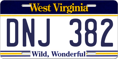 WV license plate DNJ382