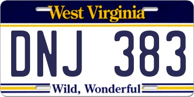 WV license plate DNJ383