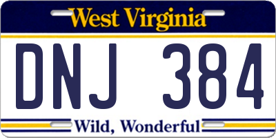 WV license plate DNJ384