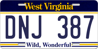 WV license plate DNJ387