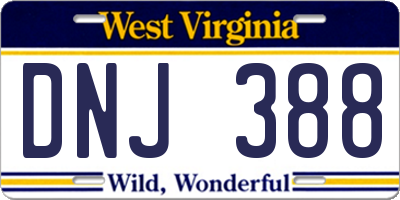 WV license plate DNJ388