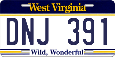 WV license plate DNJ391
