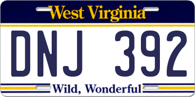 WV license plate DNJ392