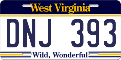WV license plate DNJ393