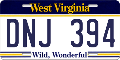 WV license plate DNJ394