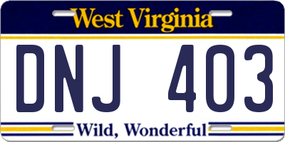 WV license plate DNJ403