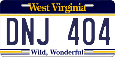 WV license plate DNJ404