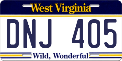 WV license plate DNJ405
