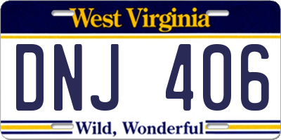 WV license plate DNJ406