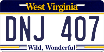 WV license plate DNJ407