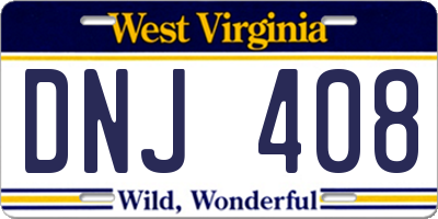 WV license plate DNJ408