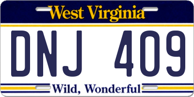 WV license plate DNJ409