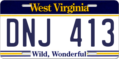 WV license plate DNJ413